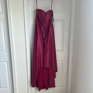Elegant Berry colored Strapless Dress With Shawl